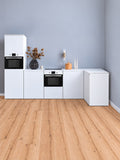 Cuisine d’angle ESSENTIAL blanche en carton 300 × 120 cm avec colonne